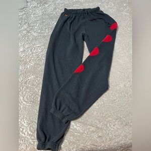 Aviator Nation Heart Appliqué Sweatpants Charcoal. Medium. Made in USA